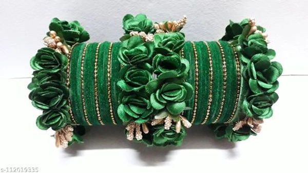 FLOWER CHUDA BANGLES - Green, 2.8 