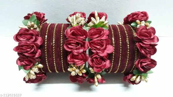 FLOWER CHUDA BANGLES - Brown , 2.8 