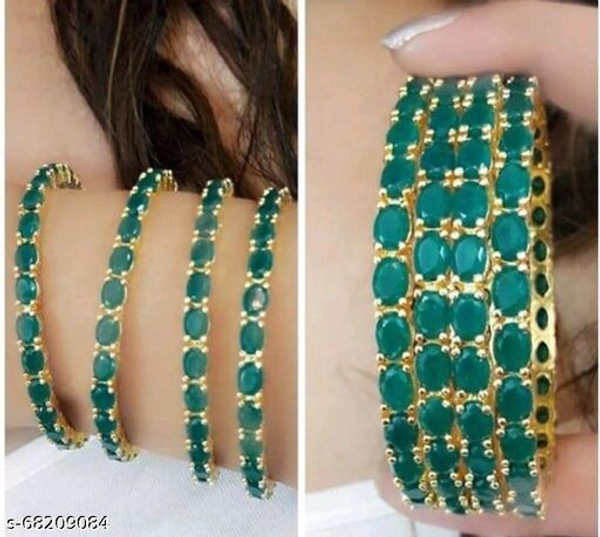 NJ SPL GRACEFUL COLOUR FUL BANGLES FOR WOMEN EXCLUSIVE (PACK OF 4) - Green, 2.10 