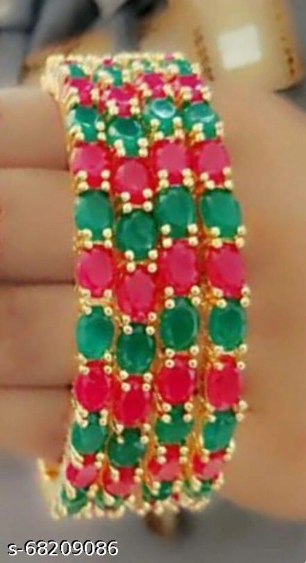 NJ SPL GRACEFUL COLOUR FUL BANGLES FOR WOMEN EXCLUSIVE (PACK OF 4) - Pink Green , 2.10 