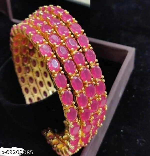 NJ SPL GRACEFUL COLOUR FUL BANGLES FOR WOMEN EXCLUSIVE (PACK OF 4) - Pink , 2.4