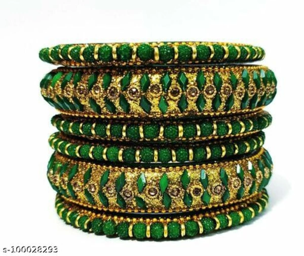 Glass bangles boll set green - Green, 2.4