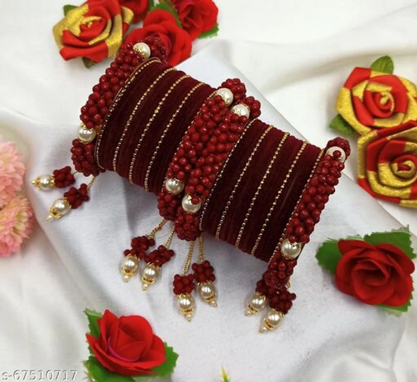 Elite Graceful Bracelet & Bangles - Maroon , 2.6 