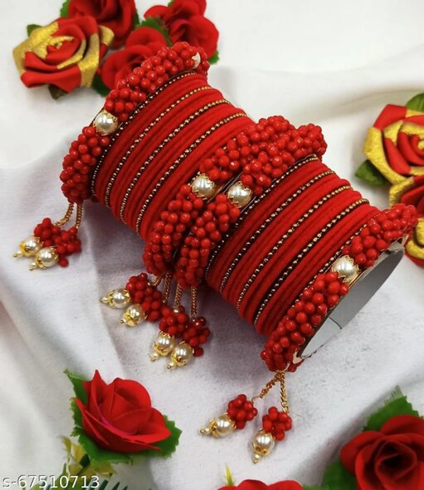 Elite Graceful Bracelet & Bangles - red , 2.6 