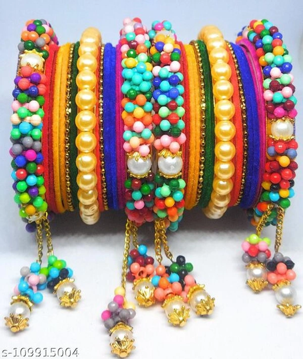 Bangles Set with Golden Moti - multi Colour , 2.4
