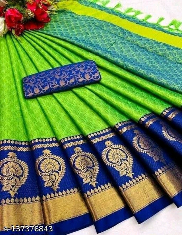 Pure Bright Gold&Pink Colour Zari Toned Beautiful Trendy Banarasi Silk Women Designer Saree - Free Size, Green
