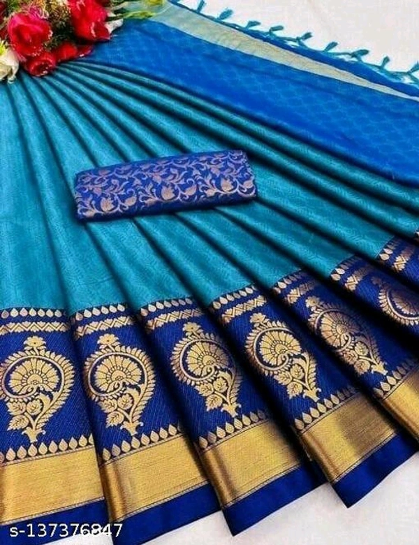 Pure Bright Gold&Pink Colour Zari Toned Beautiful Trendy Banarasi Silk Women Designer Saree - Free Size, Sky Blue