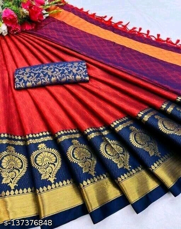 Pure Bright Gold&Pink Colour Zari Toned Beautiful Trendy Banarasi Silk Women Designer Saree - Free Size, red