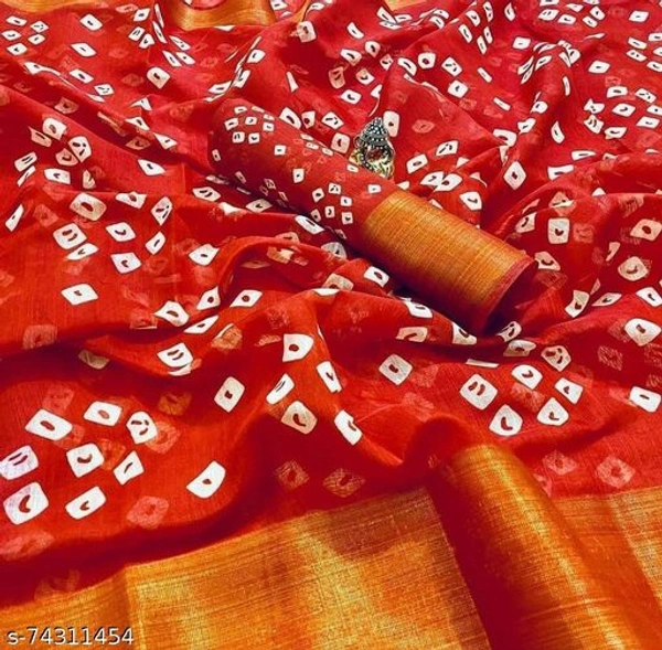 BANDHANI saree - red , Free Size