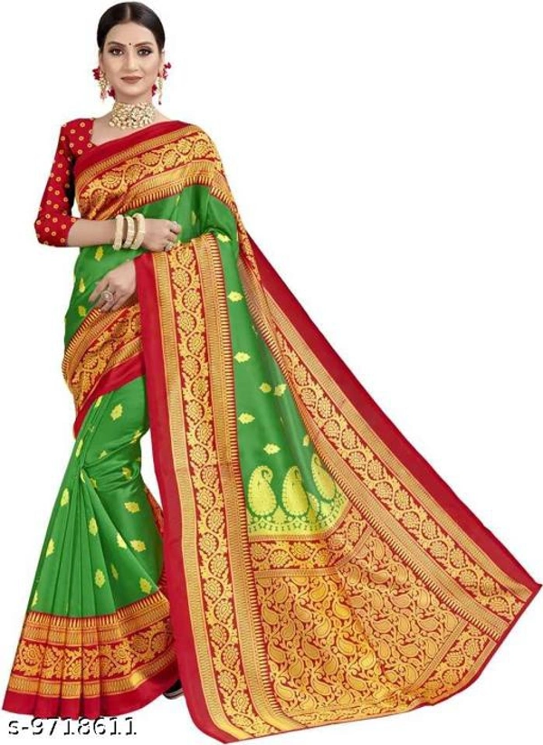 Trendy Women's Saree - Green, Free Size