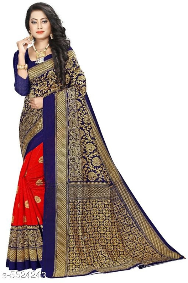 Trendy Women's Saree - Nevy Blue , Free Size
