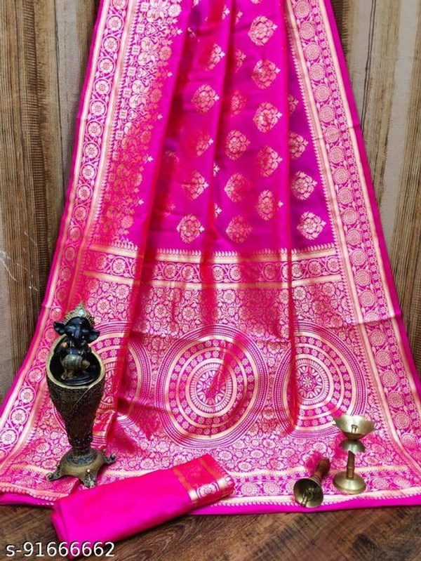 Pure Bright Beigh Colour Gold Toned Beautiful Trendy Banarasi Silk Woven Designer Saree - Rani , Free Size