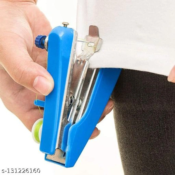 SAFFRONBUBBLE Hand Sewing Machine | Craft, Clothes Stitch Handheld Cordless Machine | Stapler Style Compact Stitching Machine - Blue Manual Sewing Machin - Free Size