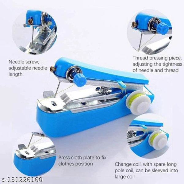 SAFFRONBUBBLE Hand Sewing Machine | Craft, Clothes Stitch Handheld Cordless Machine | Stapler Style Compact Stitching Machine - Blue Manual Sewing Machin - Free Size