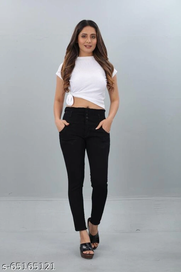 Trendy Modern Women Jeans  - Black, 34