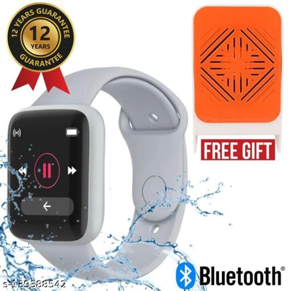 Lapras { TODAY HOT DEAL With 12 Years Warranty } Latest Pro Waterproof Smart Watch For Men/Women/Boys/Girls Features Like Daily Activity Tracker, Heart Rate Sensor, Sleep Monitor WIth Free OLY-30 High Quality Wireless Bluetooth Speaker- { Navy Blue } - Grey , Free Size
