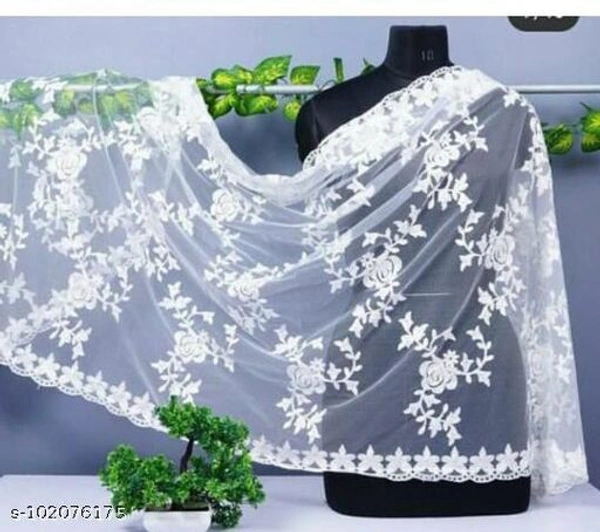 Elegant Attractive Women Dupattas - White , Free Size