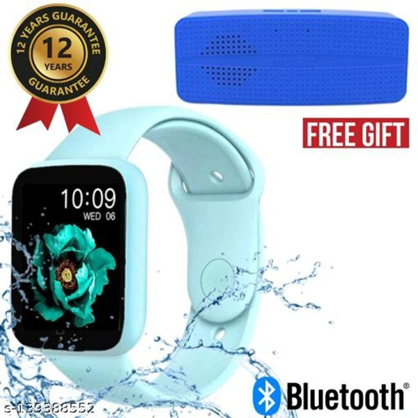 Lapras { TODAY HOT DEAL With 12 Years Warranty } Latest Pro Waterproof Smart Watch For Men/Women/Boys/Girls Features Like Daily Activity Tracker, Heart Rate Sensor, Sleep Monitor WIth Free Gift Y4 Wireless Bluetooth Quality Speaker- { Navy Blue } - Blue , Free Size