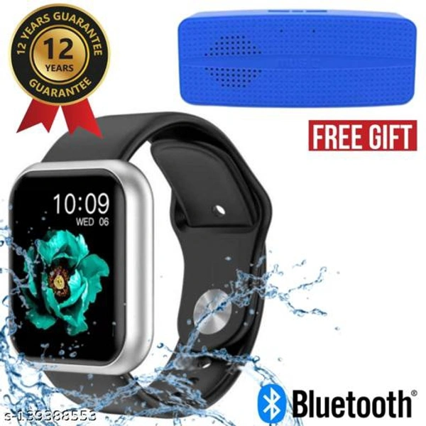 Lapras { TODAY HOT DEAL With 12 Years Warranty } Latest Pro Waterproof Smart Watch For Men/Women/Boys/Girls Features Like Daily Activity Tracker, Heart Rate Sensor, Sleep Monitor WIth Free Gift Y4 Wireless Bluetooth Quality Speaker- { Navy Blue } - Black , Free Size