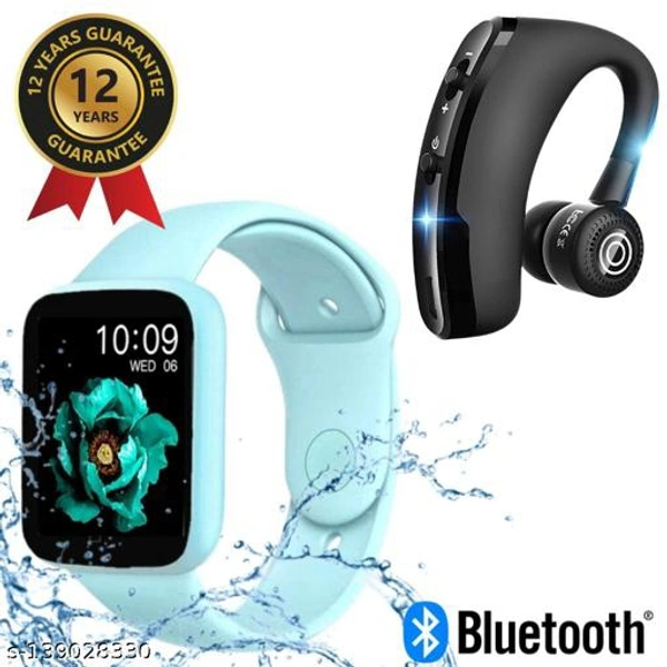 Lapras { TODAY OFFER ONLY 12 Years Warranty } Latest Waterproof Smart Watch For Men/Women/Boys/Girls Features Like Daily Activity Tracker, Heart Rate Sensor, Sleep Monitor WIth FREE GIFT High Quality Bluetooth headset - { Navy Blue } - Blue , Free Size