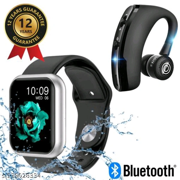 Lapras { TODAY OFFER ONLY 12 Years Warranty } Latest Waterproof Smart Watch For Men/Women/Boys/Girls Features Like Daily Activity Tracker, Heart Rate Sensor, Sleep Monitor WIth FREE GIFT High Quality Bluetooth headset - { Navy Blue } - black , Free Size