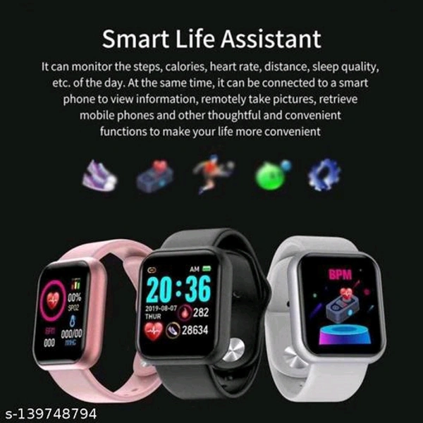 Lapras { TODAY HOT DEAL With 12 Years Warranty } Latest Pro Waterproof Smart Watch For Men/Women/Boys/Girls Features Like Daily Activity Tracker, Heart Rate Sensor, Sleep Monitor WIth Free Gift Bluetooth Wireless Speaker- { Navy Blue } - Grey , Free Size