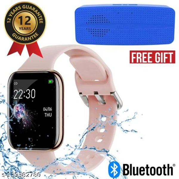 Lapras { TODAY HOT DEAL With 12 Years Warranty } Latest Pro Waterproof Smart Watch For Men/Women/Boys/Girls Features Like Daily Activity Tracker, Heart Rate Sensor, Sleep Monitor WIth Free Gift painless Calling Premium Bluetooth headset - { Navy Blue } - Pink , Free Size