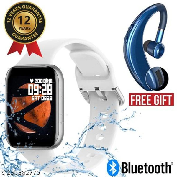 Lapras { TODAY HOT DEAL With 12 Years Warranty } Latest Pro Waterproof Smart Watch For Men/Women/Boys/Girls Features Like Daily Activity Tracker, Heart Rate Sensor, Sleep Monitor WIth Free Gift painless Calling Premium Bluetooth headset - { Navy Blue } - White , Free Size