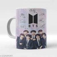 Khushi Designers BTS Bangtan Boys Vogue Printed Aluminium Sports Sipper BTS Signature Army Best Gift for BTS Lovers Water Bottle and Black Coffee Mug(1 Sipper Bottle 600Ml & 1Mug 350ml)Combo - Free Size