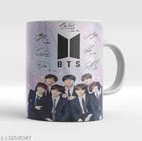Khushi Designers BTS Bangtan Boys Vogue Printed Aluminium Sports Sipper BTS Signature Army Best Gift for BTS Lovers Water Bottle and Black Coffee Mug(1 Sipper Bottle 600Ml & 1Mug 350ml)Combo - Free Size