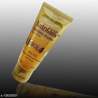 NutriGlow Gold Kesar Facial Kit (260gm)|Bleach Cream (43gm) and Gold Kesar Cleanser (65ml)  - Free Size, Yellow 