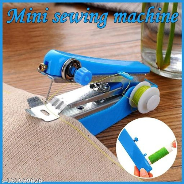 SAFFRONBUBBLE Mini Manual Stapler Style Hand Sewing Machine | Craft, Clothes Stitch Handheld Cordless Machine | Stapler Style Compact Stitching Machine - Manual Sewing Machine Combo pack of 2 (Blue) - Free Size