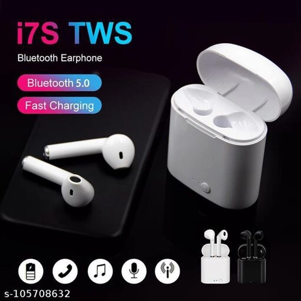 New I7s Twins Wireless Bluetooth Earphone Mini Twin Portable Bluetooth Headset, with Charging Box MP3 player MP3 Player  (White, 0 Display)Name: New I7s Twins Wireless Bluetooth Earphone Mini Twin Portable Bluetooth Headset, with Charging Box MP3 player MP3 Player  (White, 0 Display)Product  - White , Free Size