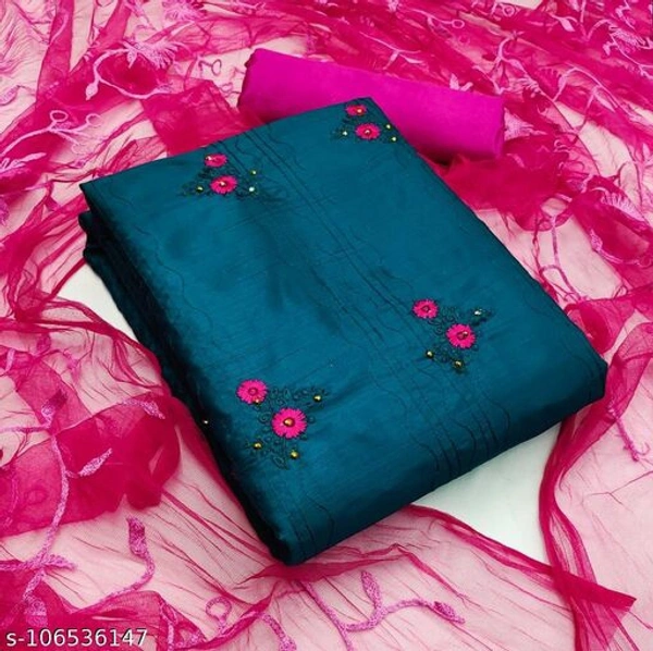 chanderai worak with jacard Salwar Suits & Dress Materials - blue , Free Size