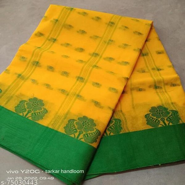 Fulia taant saree  - Yellow , Free Size
