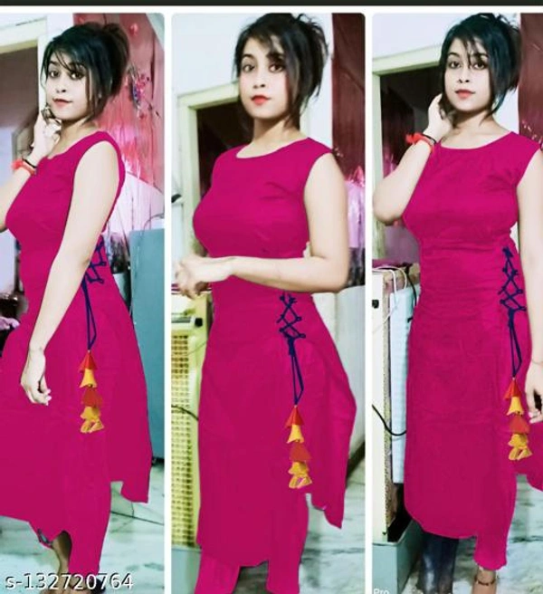 Women's desinger party wear reyon kurti - Rani, L 