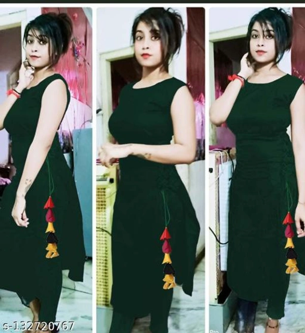 Women's desinger party wear reyon kurti - Black, M 