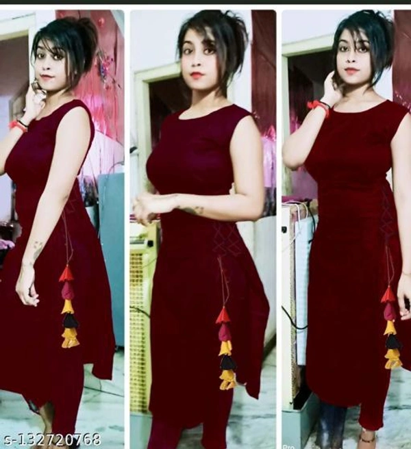 Women's desinger party wear reyon kurti - Maroon , S