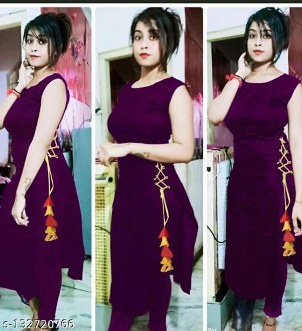 Women's desinger party wear reyon kurti - Purple, XL 