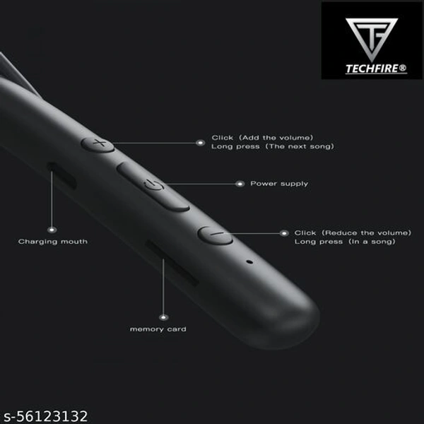 Techfire h-700 Pro 5.0 40 Hours HI BASS SOUND   non-stop battery backup Latest unique Premium Design light Weight High Quality Wireless Neckband with mic Bluetooth Headphones & Earphones - Black, Free Size