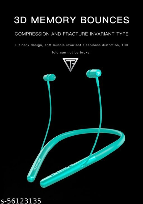 Techfire h-700 Pro 5.0 40 Hours HI BASS SOUND   non-stop battery backup Latest unique Premium Design light Weight High Quality Wireless Neckband with mic Bluetooth Headphones & Earphones - aqua, Free Size