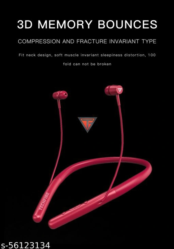 Techfire h-700 Pro 5.0 40 Hours HI BASS SOUND   non-stop battery backup Latest unique Premium Design light Weight High Quality Wireless Neckband with mic Bluetooth Headphones & Earphones - red, Free Size