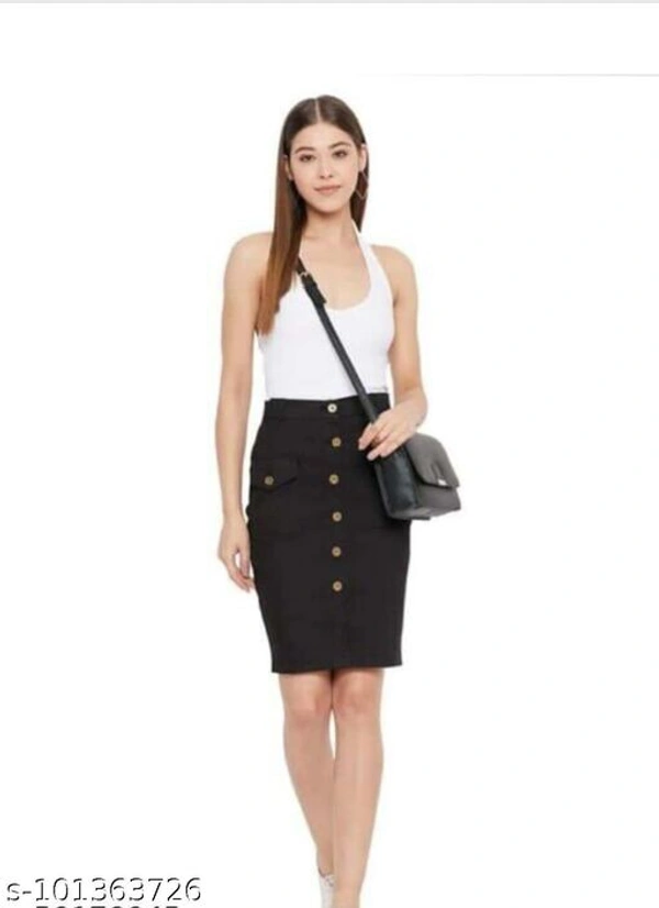 BLACK TO POKT SKIRT  - Black, 28 