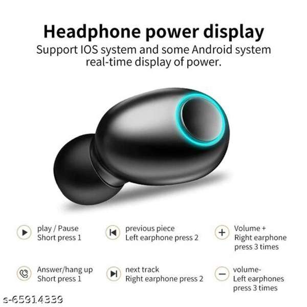 Wireless Bluetooth Earphones with Mic for Calls and HD Stereo MusicTrue  Earbuds with Digital Display Charging Case | Power Bank Bluetooth HeadsetName: Wireless Bluetooth Earphones with Mic for Calls and HD Stereo MusicTrue  Earbuds with Digital Display Charging Case | Power Bank Bluetooth HeadsetProduct  - Black , Free Size