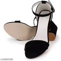 Black Solid Medium Heel For Women - Black, IND-7 
