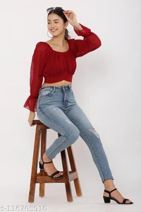 cifon tai top maharoon - Red, M 