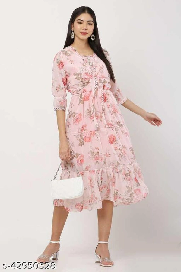 Fancy Fashionable Women Dresses - Pink , S