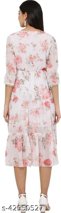 Fancy Fashionable Women Dresses - Pink, L 