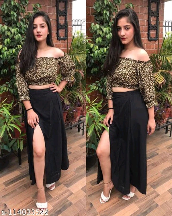 Trendy Elegant Women Top & Bottom Sets - Brown, L 