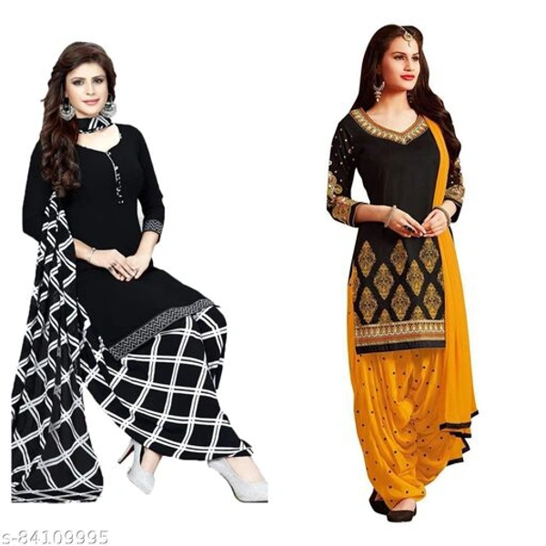 Trendy Printed Dress Material Combo (Pack of 2) - Black , Un Stitched